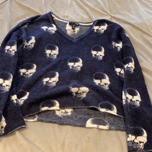 Aqua 100% cashmere skull sweater